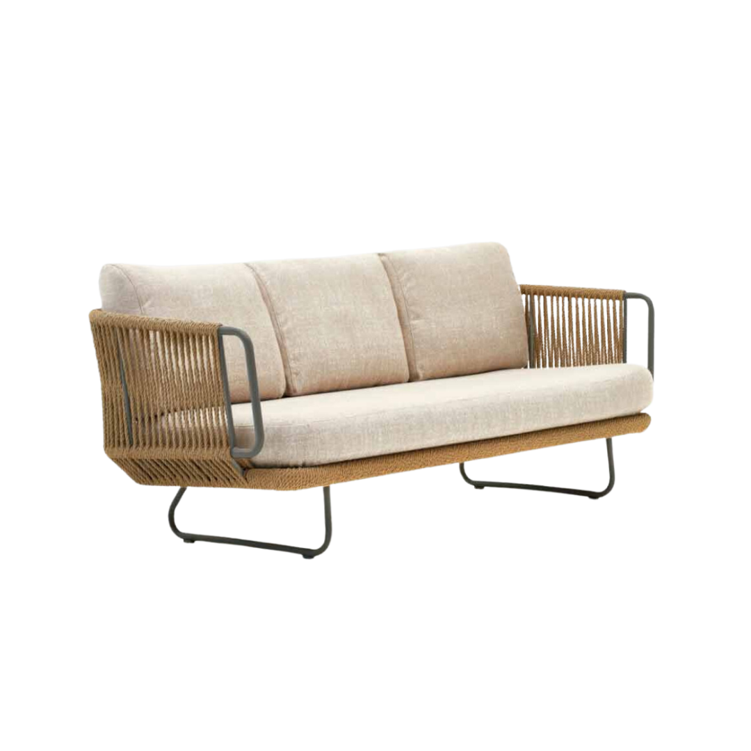 Sillón Mar Three Aluminio Blanco Tejido Beige